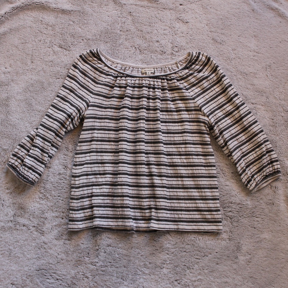 Max Studio - Peasant Blouse - Black/White Stripe